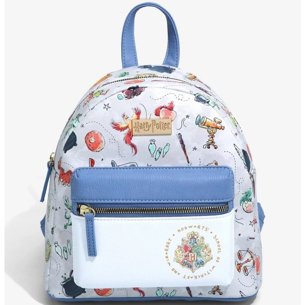Harry Potter Hogwarts Crest Mini Backpack in Light Blue & White